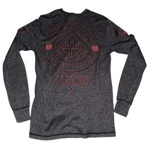 American Fighter Y2K Waffle Knit Thermal Long Sleeve Buckle Brand Shirt Men 2XL